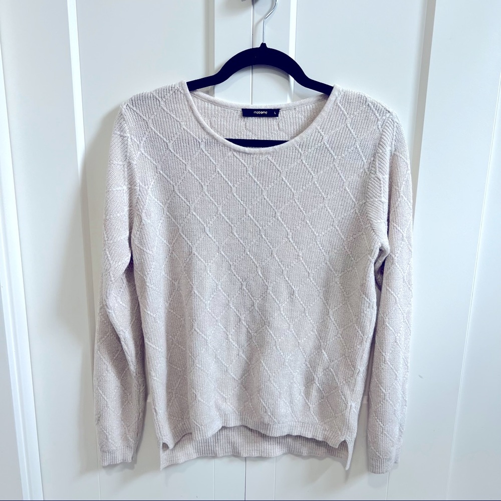 Glittery gold metallic thread cream sweater